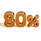 3d Gold 80 Eighty Percent Discount Sign