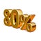 3d Gold 80 Eighty Percent Discount Sign