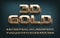 3D Gold alphabet font. Golden metal letters, numbers and symbols.