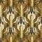 3d gold Baroque oak leaves and acorns seamless pattern. Vector m