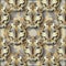 3d gold Baroque seamless pattern. Textured grunge mosaic background. Modern repeat vector backdrop. Vintage 3d leafy ornaments.