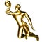 3d gold basketball player figure doing slam dunk