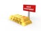 3D gold bullion with signboard saying `gold investment`