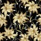 3d gold floral seamless pattern. Abstract floral black vector ba