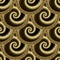 3d gold gradient spiral circles, fractals, swirls, waves, greek meanders seamless pattern. Ornamental swirl mandalas with frames