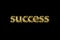 3d gold inscription word `success` isolated on black background