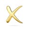 3d gold metal cross checkmark icon. Check Symbols X mark. Tick checkmark x sign gold color. Negative or decline sign , 3D