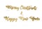 3D gold render of Merry Christmas & Happy New Year Text. isolate on white background