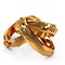 3D gold ring three snake