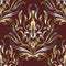 3d gold silver damask seamless pattern. Dark red vector floral b