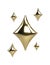3D gold star sparkle icon. Holiday element sparkles symbols. Magic shiny flash, bright firework. Realistic glossy