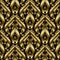 3d gold textured Baroque vector seamless pattern.