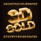 3D gold typeface font. Golden effect letters and numbers with shadow.