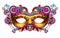 3d gold venetian carnival mask silhouette with ornamental floral