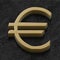 3d golden alphabet, metallic uppercase letters on dark background, 3d illustration, Euro symbol