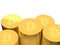 3D golden Bitcoin coin stacks