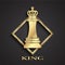 3d golden chess king shiny logo