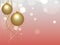 3D Golden Christmas Ball Hanging in Shiny Peach Bokeh Background, Used as a Poster or Card, Banner