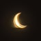 3d golden crescent moon with a bright glow