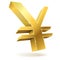 3D golden Japanese yen sign