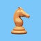 3D Golden Knight Chess Piece On Blue