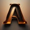 3d golden letter a uppercase. Computer generated 3D photo rendering. letter A