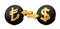 3d Golden Lira And Dollar Symbol On Rounded Black Icons With Money Exchange Arrows, 3d illustration