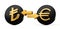 3d Golden Lira And Euro Symbol On Rounded Black Icons With Money Exchange Arrows, 3d illustration