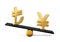 3d Golden Lira And Yen Symbol Icons With 3d Black Balance Weight Seesaw, 3d illustration