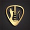 3d golden plectrum with guitar shape logo design