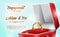 3D golden Ring with red box engagement propose wedding romantic poster banner template