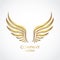 3d golden shiny metal wings logo design