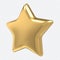 3D golden star. Shiny golden star. Gold star icon. Golden star isolated 3d rendering