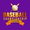 3D golden text Baseball isolated on purple background with bat a