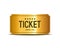 3d golden tickets. Three-dimensional golden ticket with stars and the inscription \\\