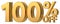 3d golden words 100 percent off isolated on transparent. Number with percent sign