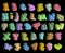 3D graffiti color fonts alphabet and number over black