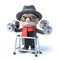 3d Grandpa with walking frame is lifting weights!