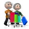 3D grandparents/ seniors - shopping concept