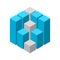 3D graph cube template. Statistics, data, calculation concept.