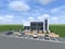 3d graphics of a supermarket and parking. Modern office. 3d project of a modern building.