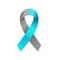 3d Gray and Blue Awareness ribbon. Diabetes Type 1, Borderline personality disorder awareness medical sign. Double