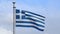 3D, Greek flag waving on wind. Close up of Greece banner blowing soft silk