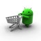 3D green android shopping caricature