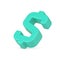 3d green dollar sign. Rich investments and economic indicator growth