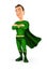 3d green hero standing with arms crossed