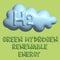 3D Green Hydrogen H2 gas. Production of green hydrogen energy powered by renewable electricity, sustainable alternative clean