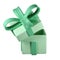 3d green open christmas gift box icon with pastel ribbon bow isolated with clipping path. Render modern holiday