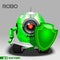 3d green robo eyeborg warrior with a sword