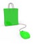 3d Green shopping bag with computer mouse attached